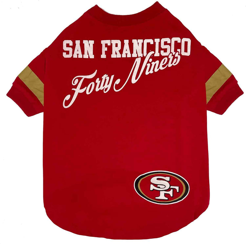 NFL San Francisco 49ers Striped-Sleeve Dog T-Shirt