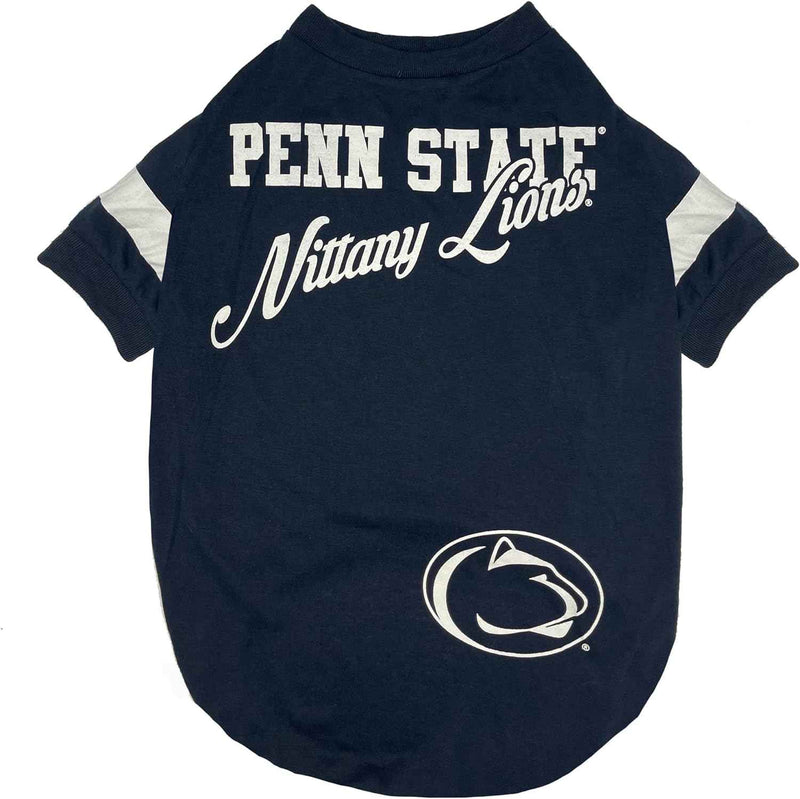 NCAA Pennsylvania State University Nittany Lions Striped-Sleeve Dog T-Shirt