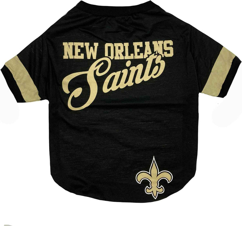 NFL New Orleans Saints Striped-Sleeve Dog T-Shirt