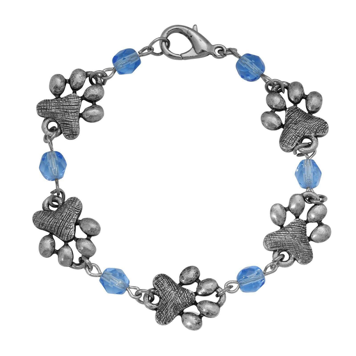 1928 Jewelry Paws and Light Sapphire Blue Glass Bead Bracelet