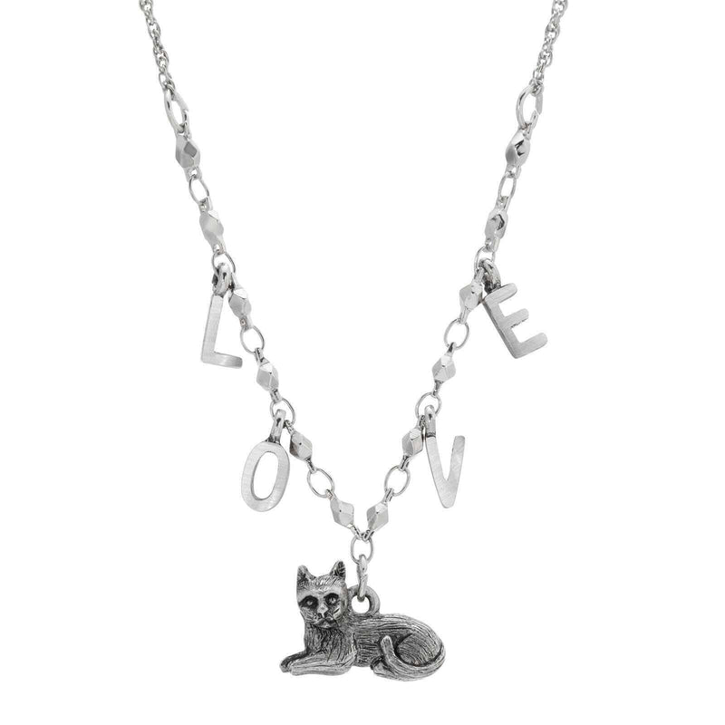 1928 Jewelry LOVE Antiqued Cat Pendant Necklace 16 Inch