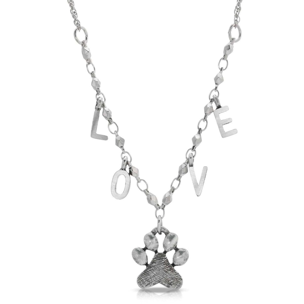 1928 Jewelry Pewter Paw Pendant LOVE Necklace 16 Inch