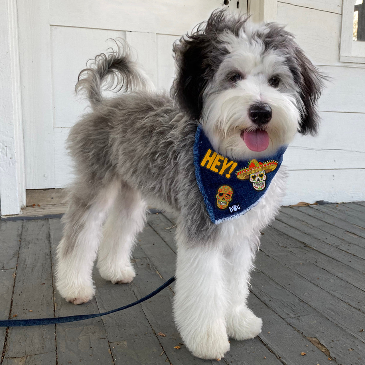 Custom Denim Bandana with Patches