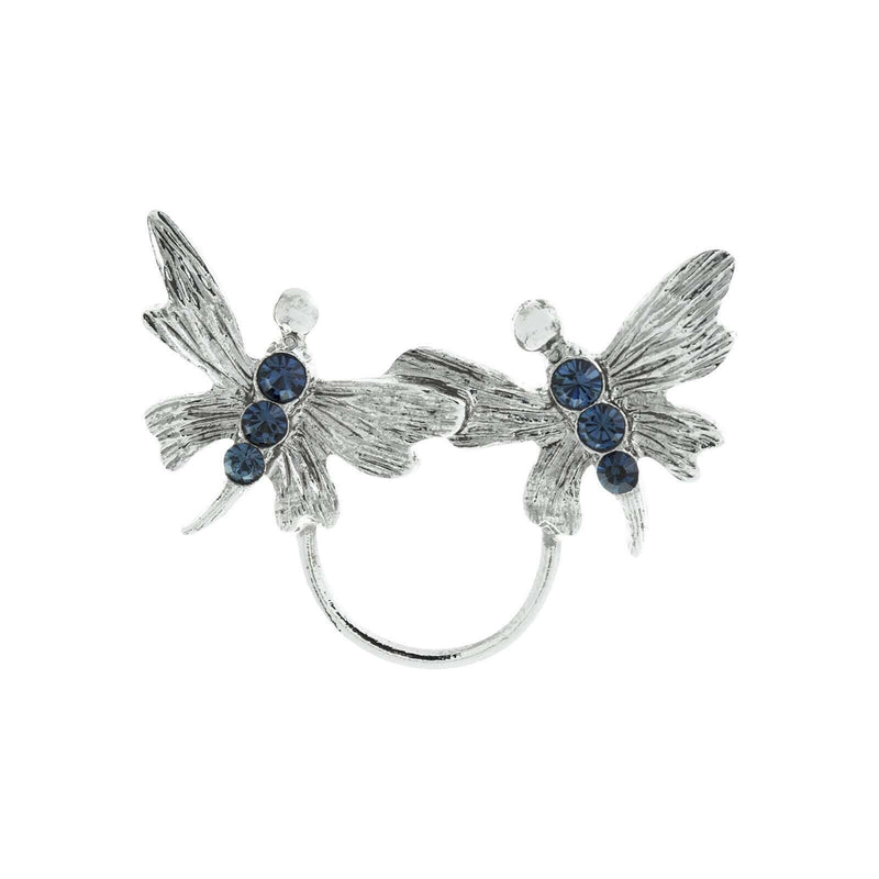 1928 Jewelry Double Butterfly Dark Blue Crystal Eyeglass Pin Holder