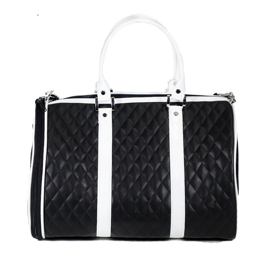 JL Duffel Black & White Quilted Luxe