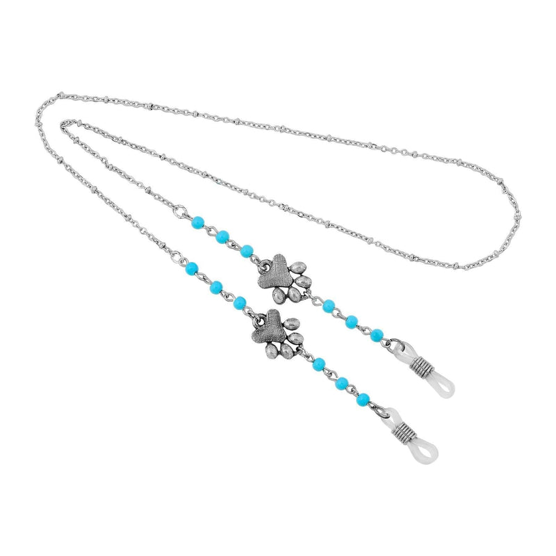 1928 Jewelry Dog Paw Turquoise Bead Eyeglass Holder Chain Necklace 24 Inch
