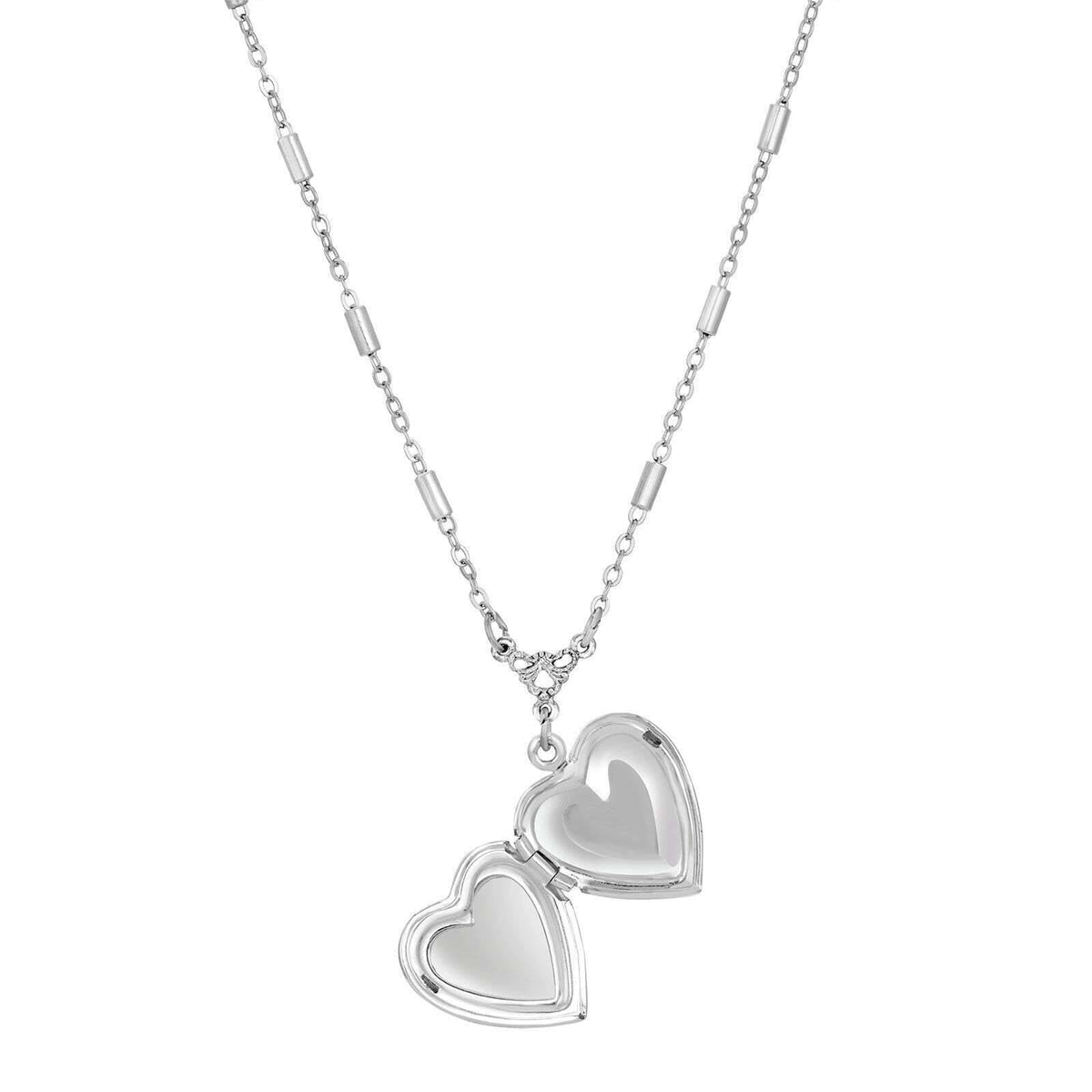 1928 Jewelry Sapphire Blue Horse Heart Locket Necklace 16 Inch with 3 Inch Extender