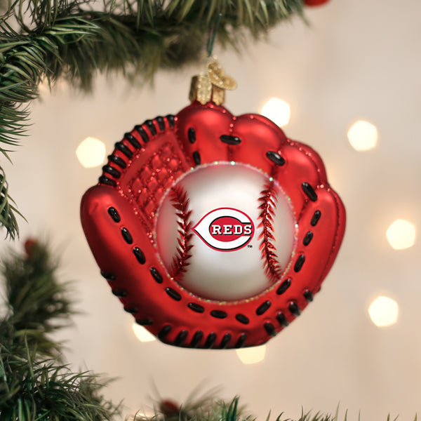 Old World Christmas: Reds Baseball Mitt Christmas Ornament