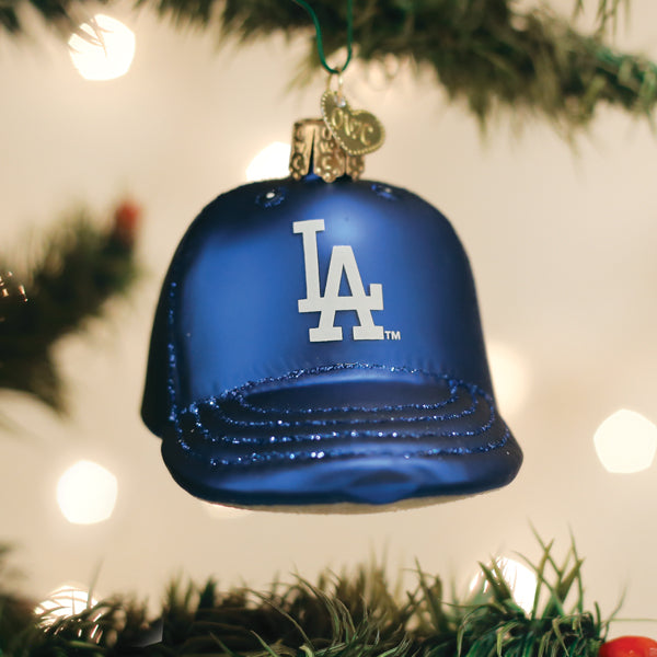 Old World Christmas: Dodgers Baseball Cap Christmas Ornament