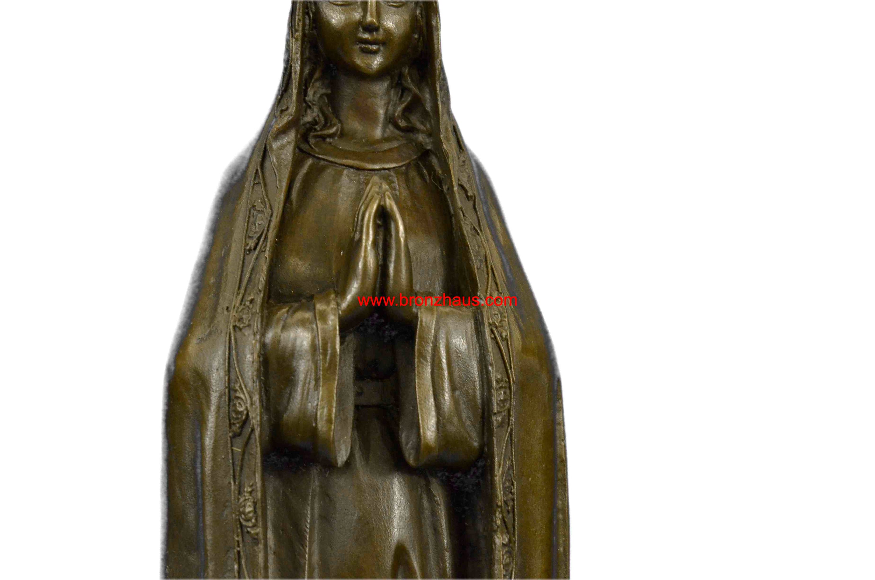 Bronze Art Metal Sculpture Religious Crowned Virgin Mary Bird Figurine Statue NR