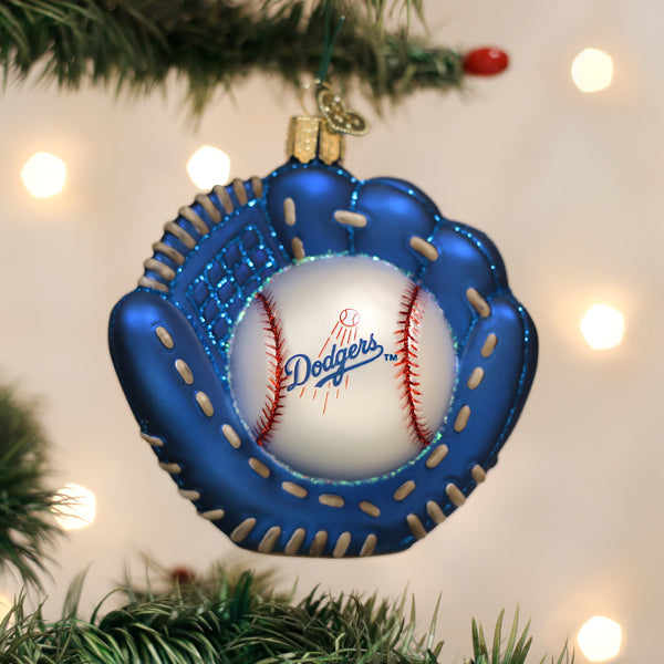 Old World Christmas: Dodgers Baseball Mitt Christmas Ornament