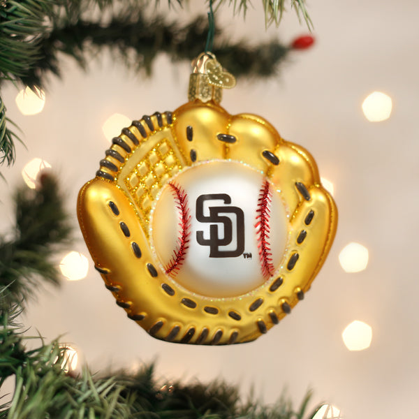 Old World Christmas: Padres Baseball Mitt Christmas Ornament