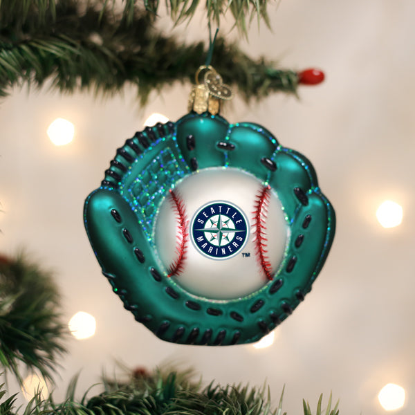 Old World Christmas: Mariners Baseball Mitt Christmas Ornament