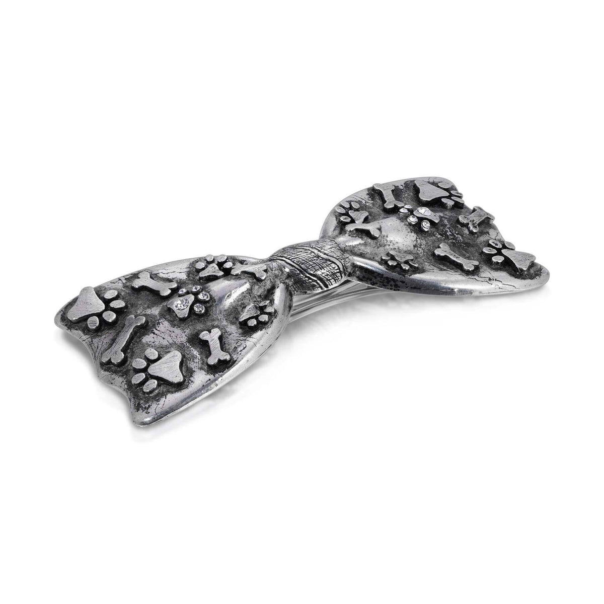 1928 Jewelry Antiqued Paws and Bones Bow Barrette Hair Clip