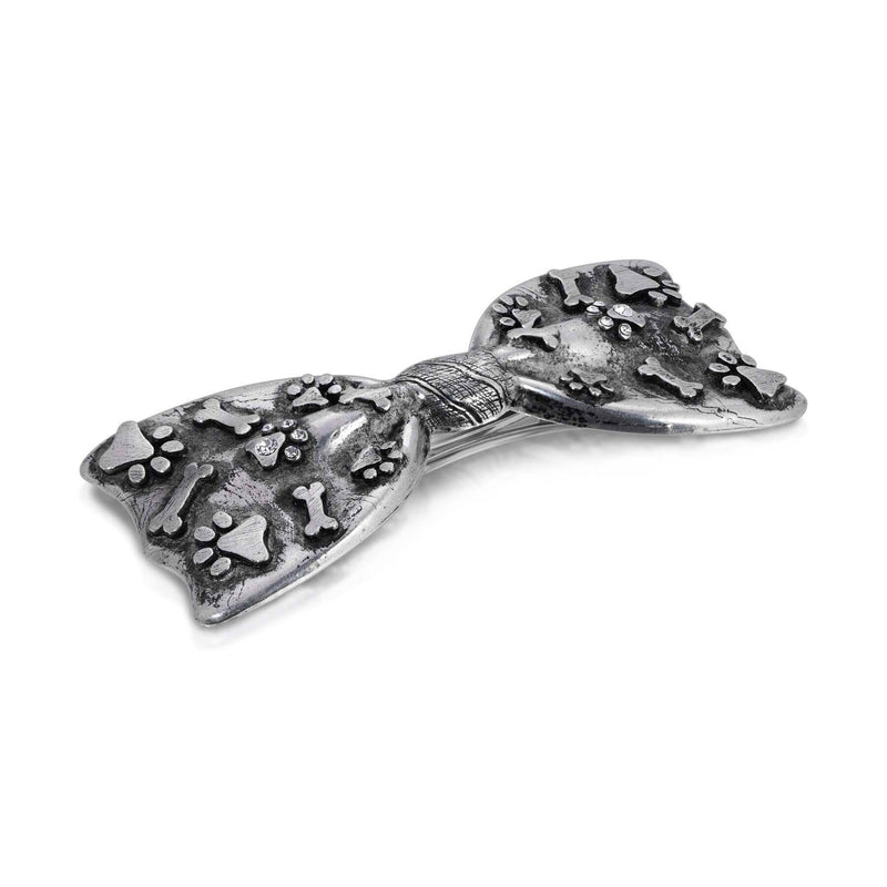 1928 Jewelry Antiqued Paws and Bones Bow Barrette Hair Clip