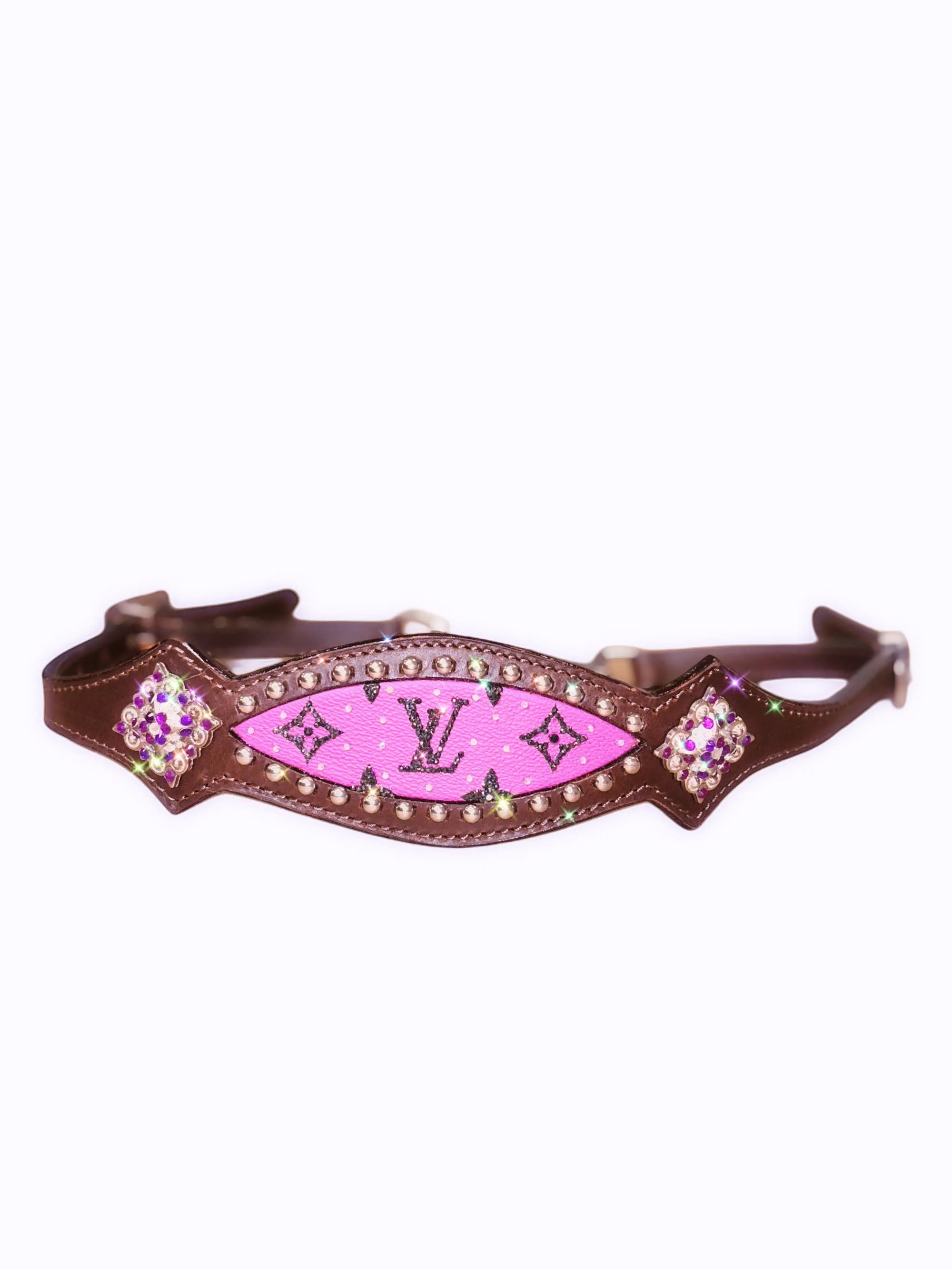 Rhinestone Purple LV Wither Strap | HT Animal Supply