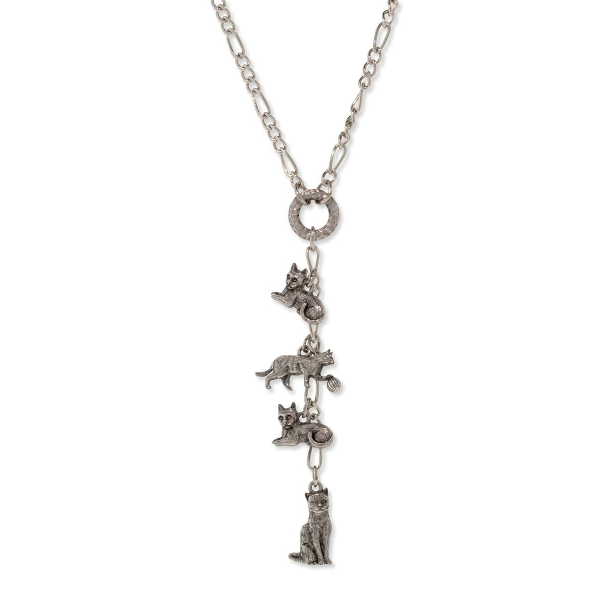 1928 Jewelry Four Cat Charm Y Necklace 20 Inch