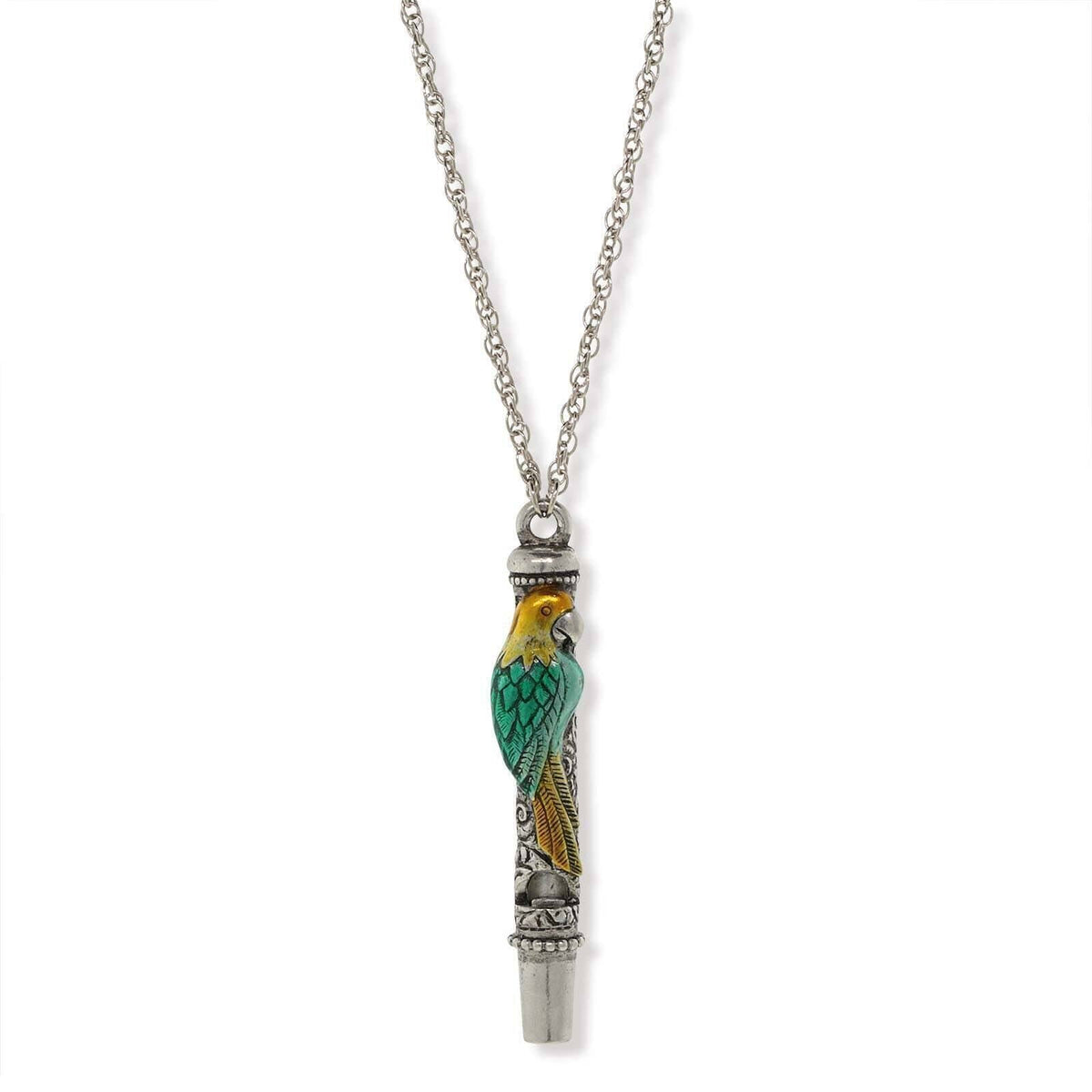 1928 Jewelry Neotropic Exotic Parrot Pendant Whistle Necklace 30 Inch