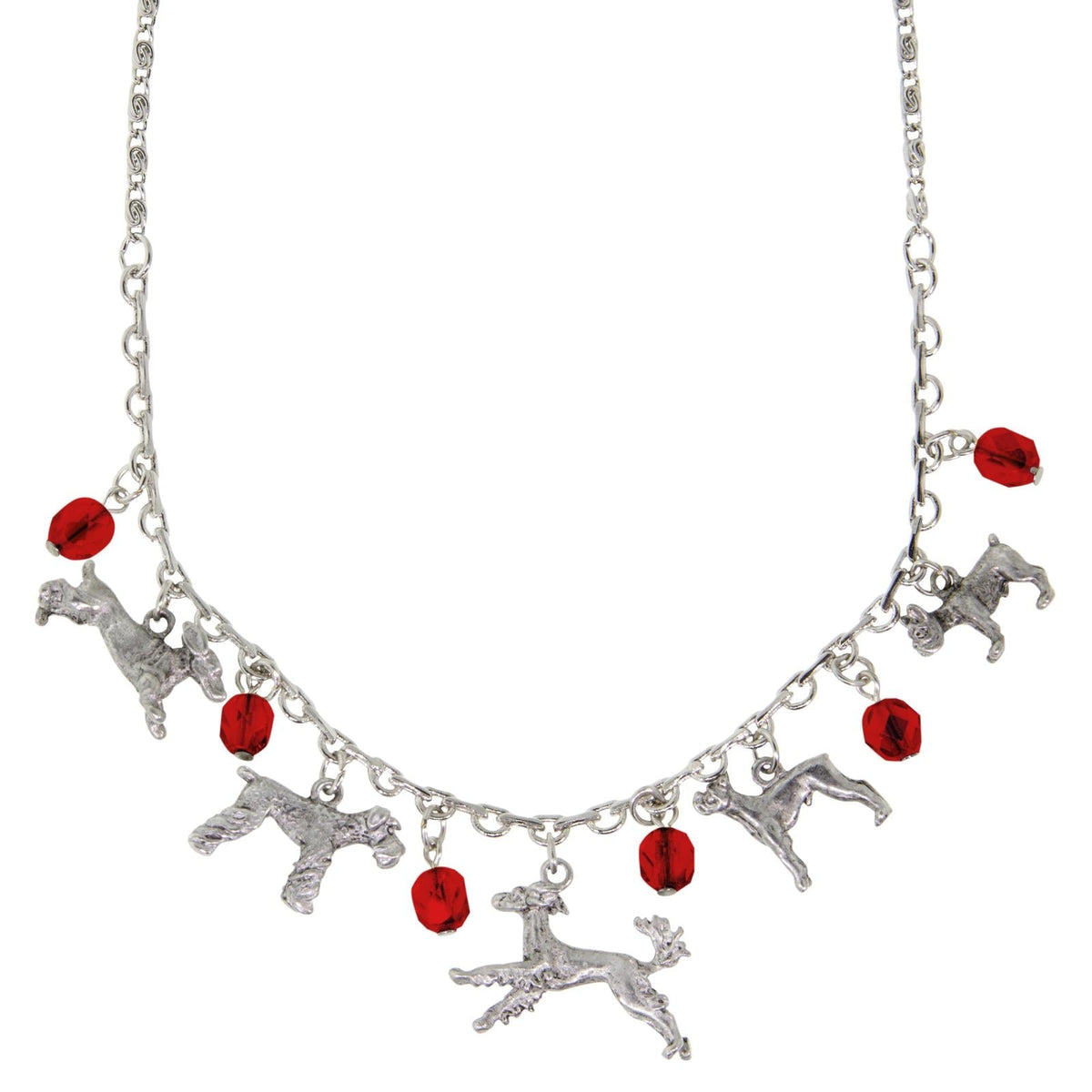 1928 Jewelry Multi Beaded Dog Charm Necklace 16 Inch with 3 Inch Extender