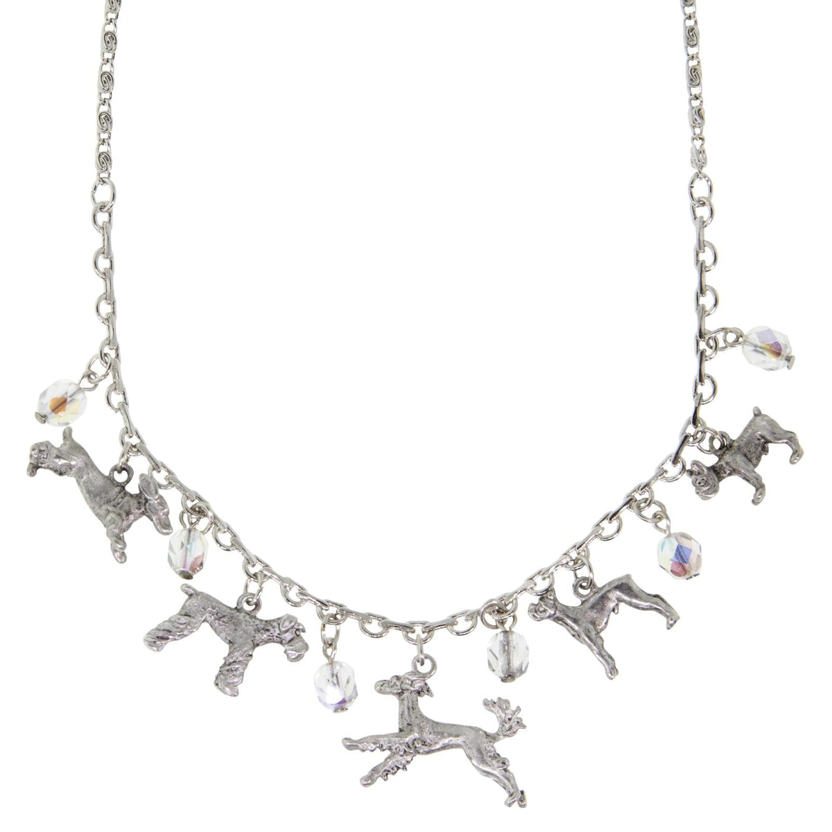 1928 Jewelry Multi Beaded Dog Charm Necklace 16 Inch with 3 Inch Extender