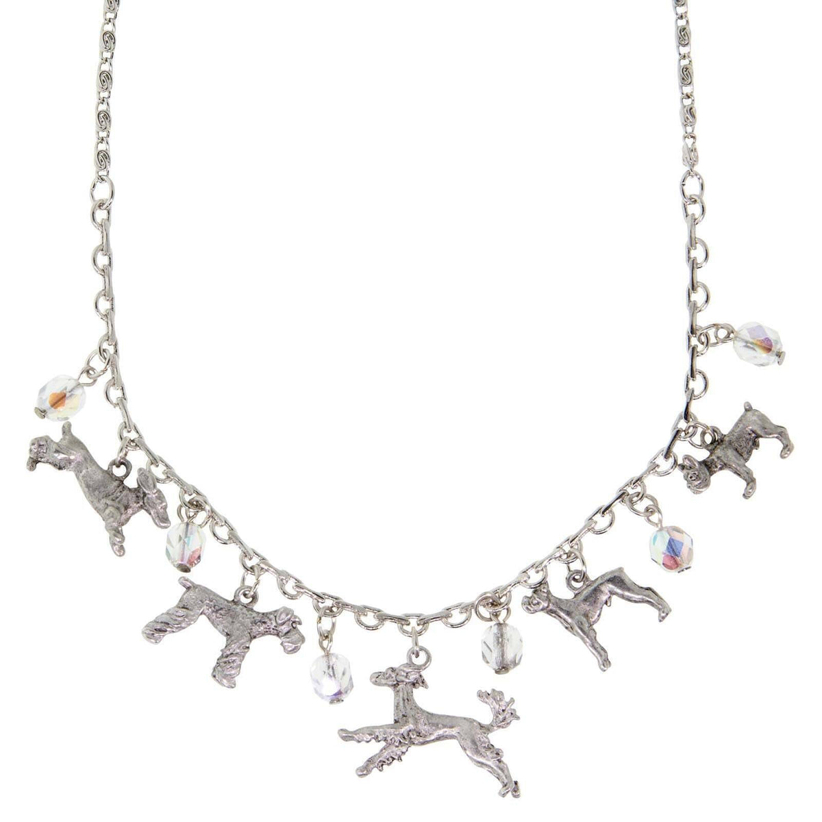 1928 Jewelry Multi Beaded Dog Charm Necklace 16 Inch with 3 Inch Extender