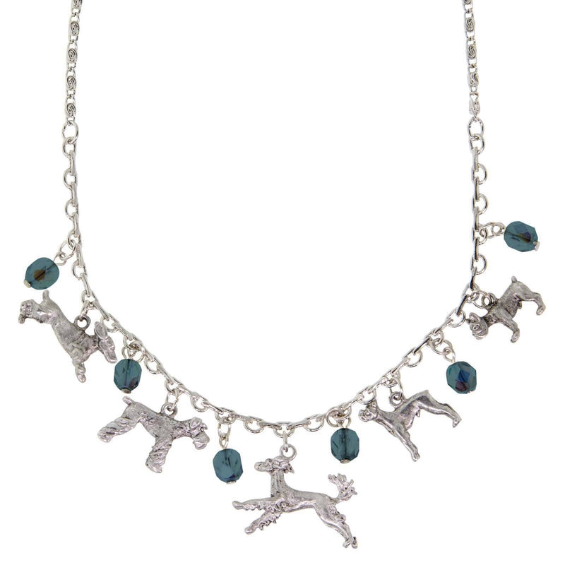 1928 Jewelry Multi Beaded Dog Charm Necklace 16 Inch with 3 Inch Extender