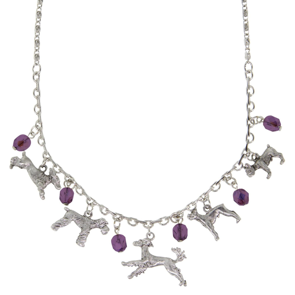 1928 Jewelry Multi Beaded Dog Charm Necklace 16 Inch with 3 Inch Extender