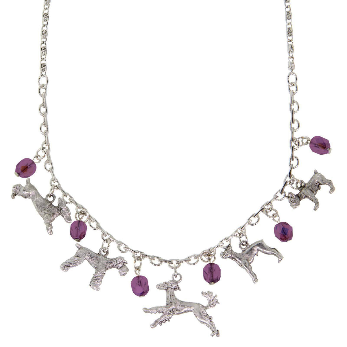 1928 Jewelry Multi Beaded Dog Charm Necklace 16 Inch with 3 Inch Extender