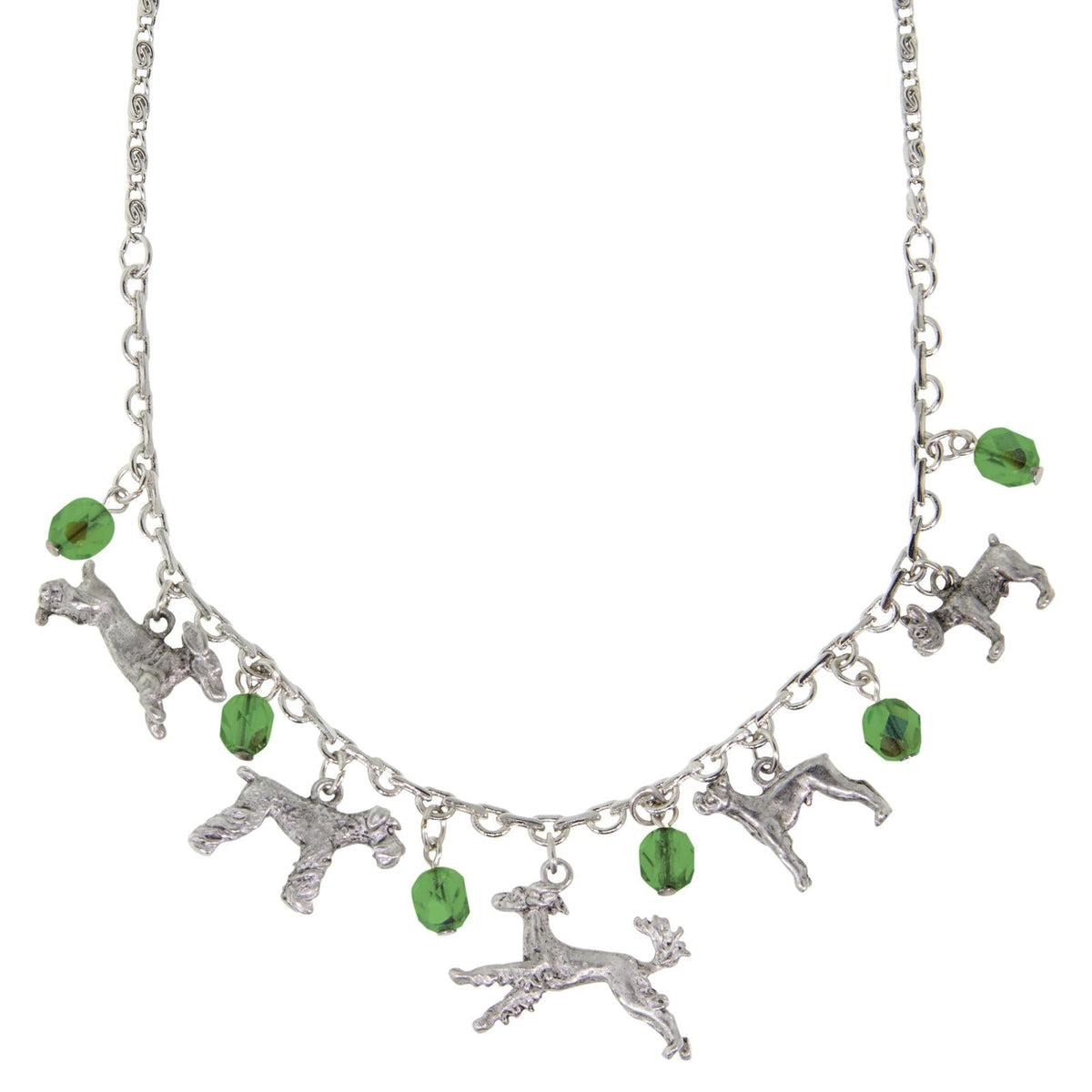 1928 Jewelry Multi Beaded Dog Charm Necklace 16 Inch with 3 Inch Extender