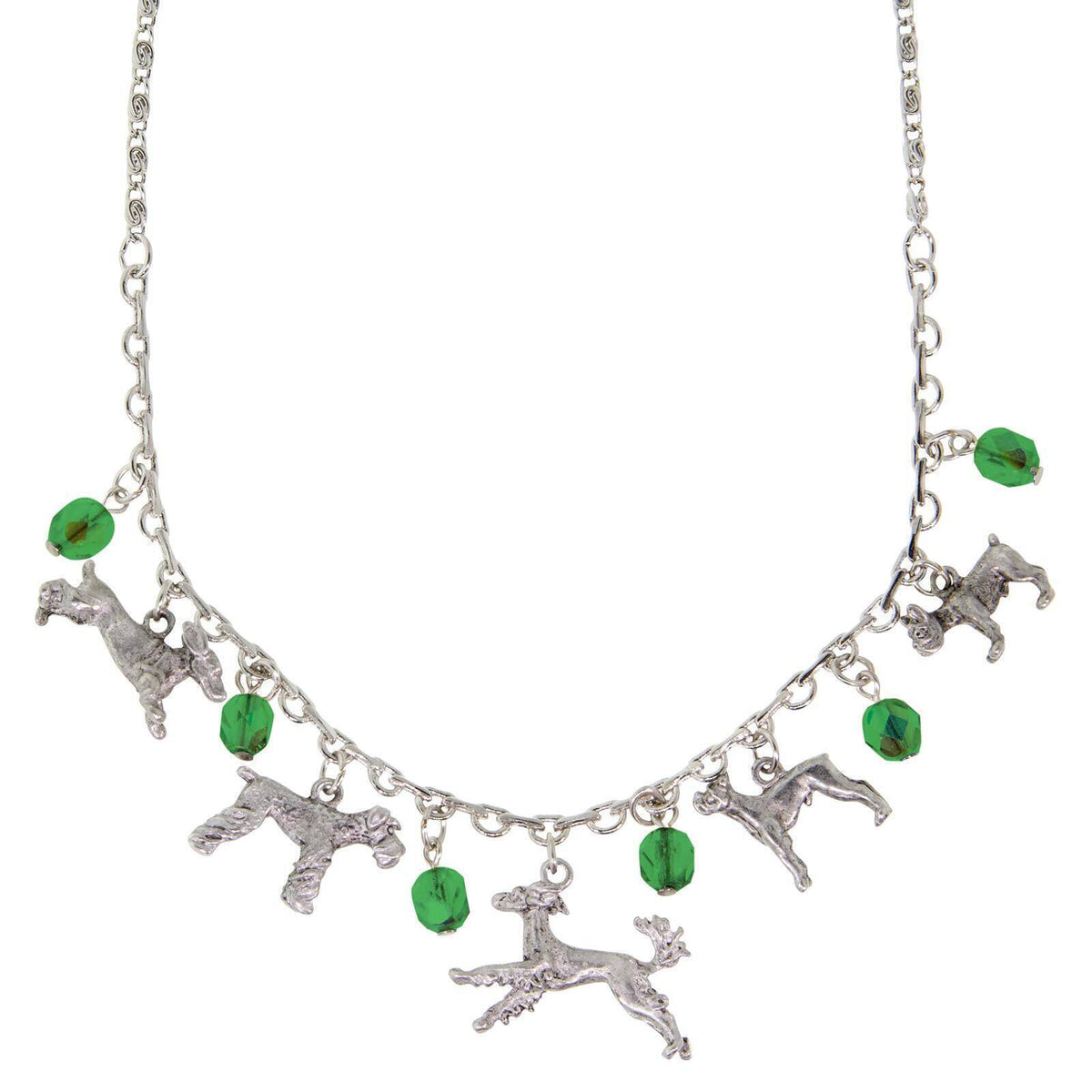 1928 Jewelry Multi Beaded Dog Charm Necklace 16 Inch with 3 Inch Extender
