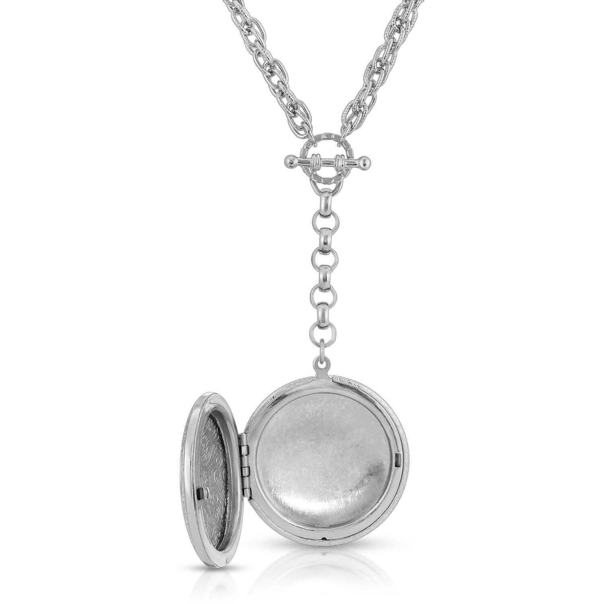 1928 Jewelry Pewter Round Heart Paws And Bones Drop Locket Necklace 28 Inch