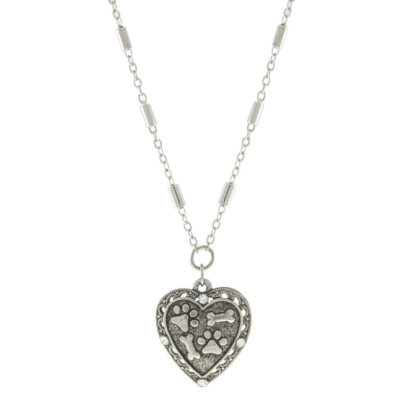 1928 Jewelry Heart Paws And Bones Pendant Necklace 16 Inch with 3 Inch Extender