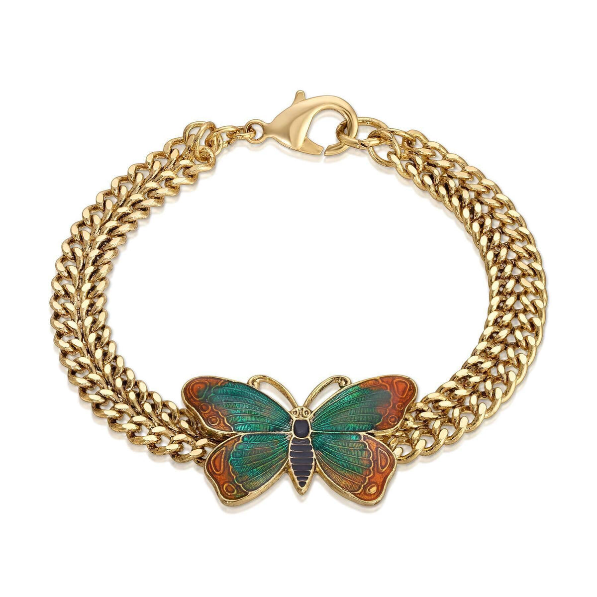 1928 Jewelry Metamorphic Butterfly Double Curb Bracelet, 7.25 InchL