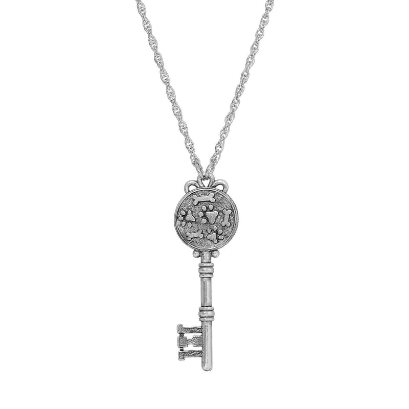 1928 Jewelry Paws And Bones Skeleton Key Pendant Necklace 28 Inch