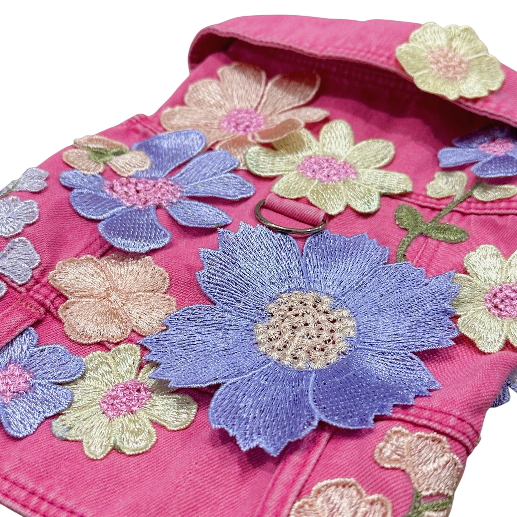 Heads or Tails Pup Flower Girl Denim Dog Vest