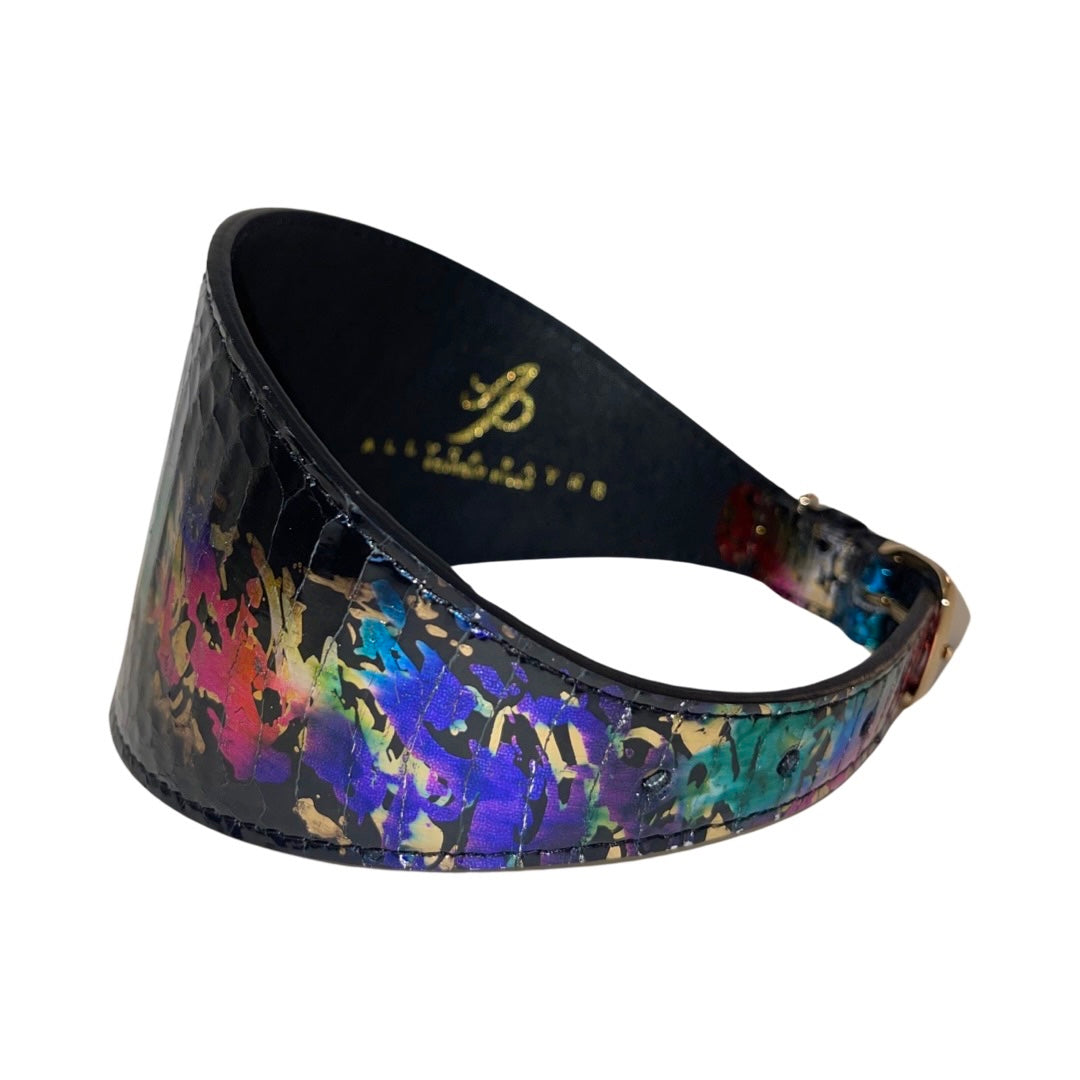 Allysa Payne 3-Inch Wide Style, Multi Color Art Deco Custom Snake Dog Collar