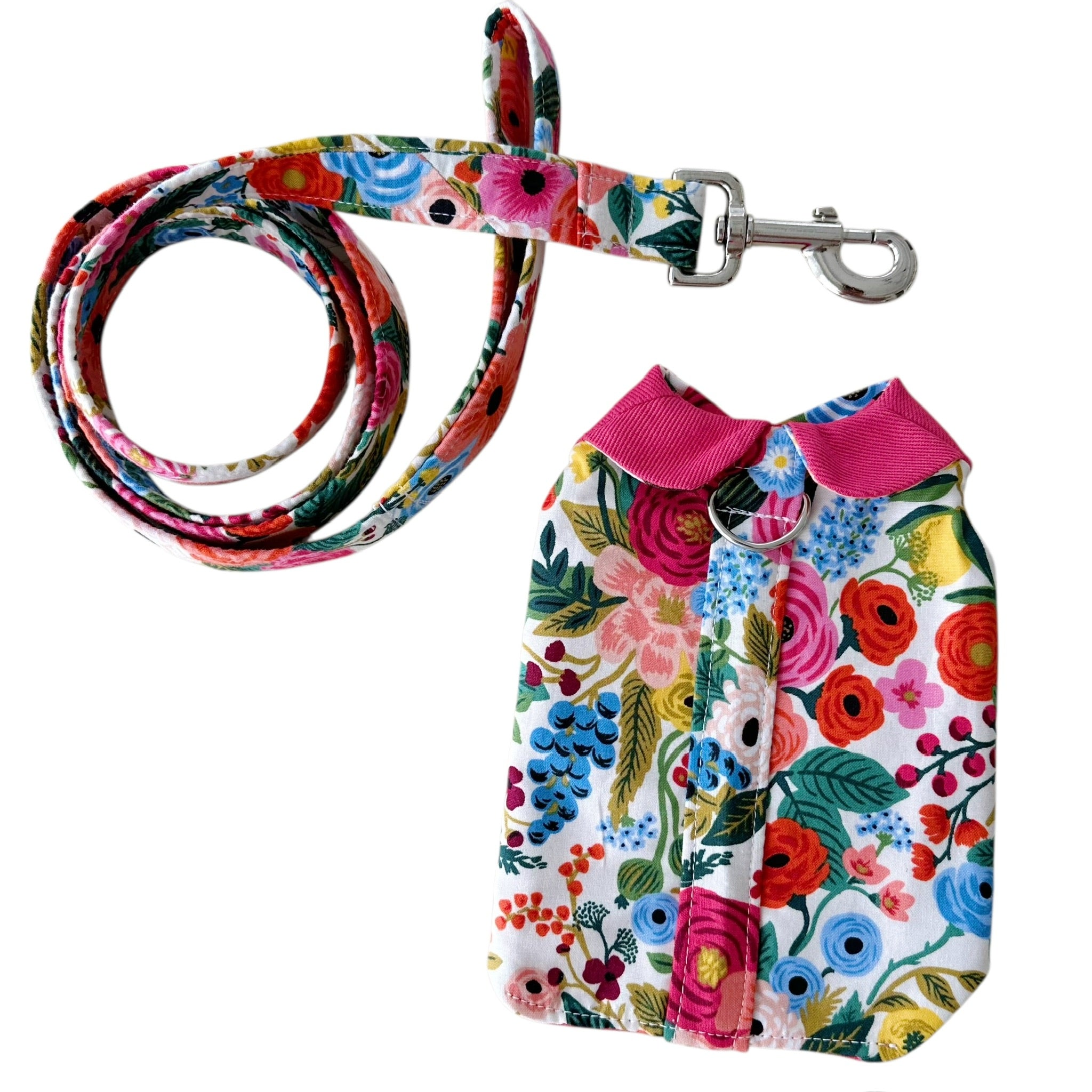 Heads or Tails Pup Floral Burst Marigold Orange Dog Harness