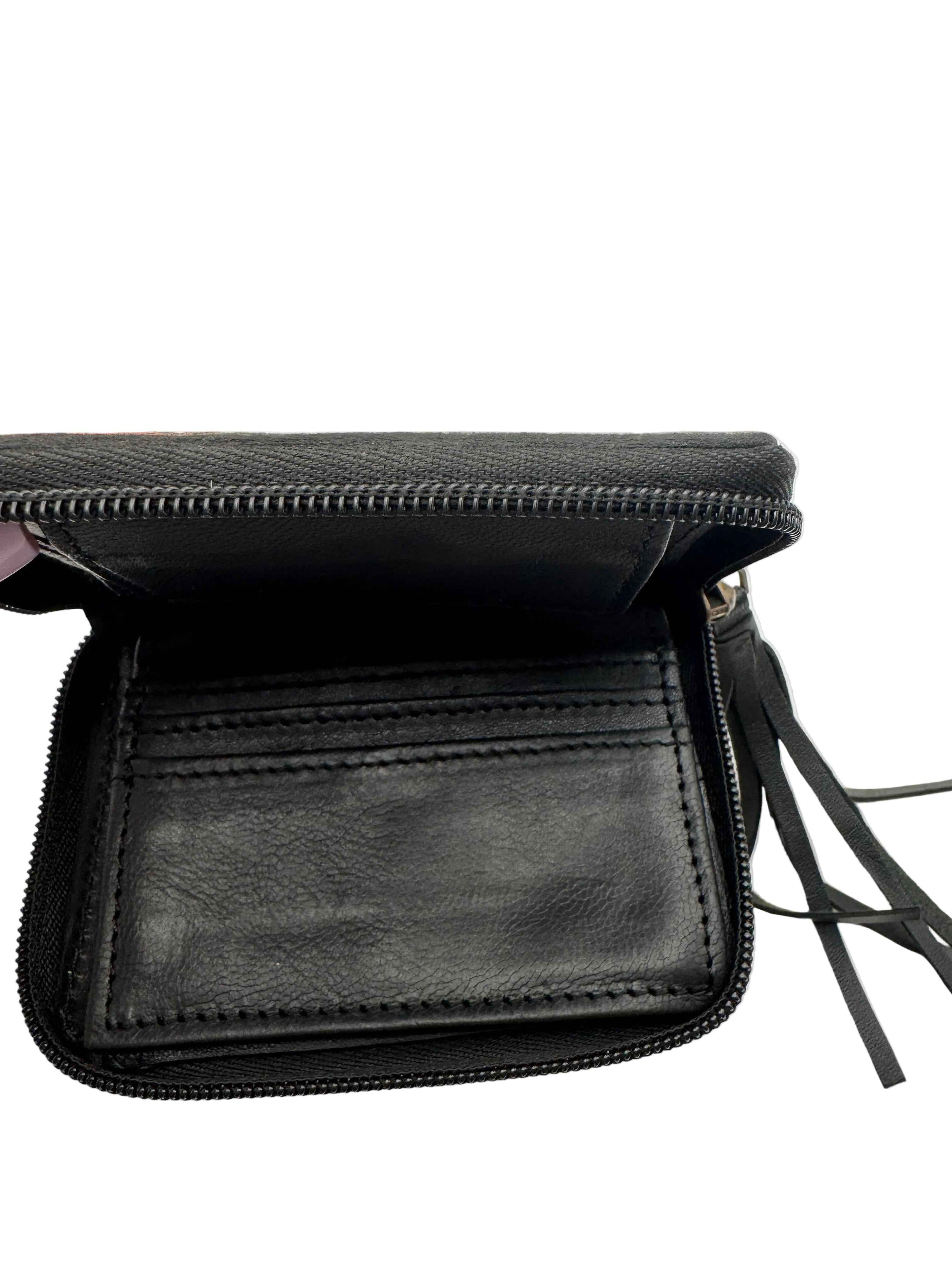Leather Checkered Zip Wallet Keychain
