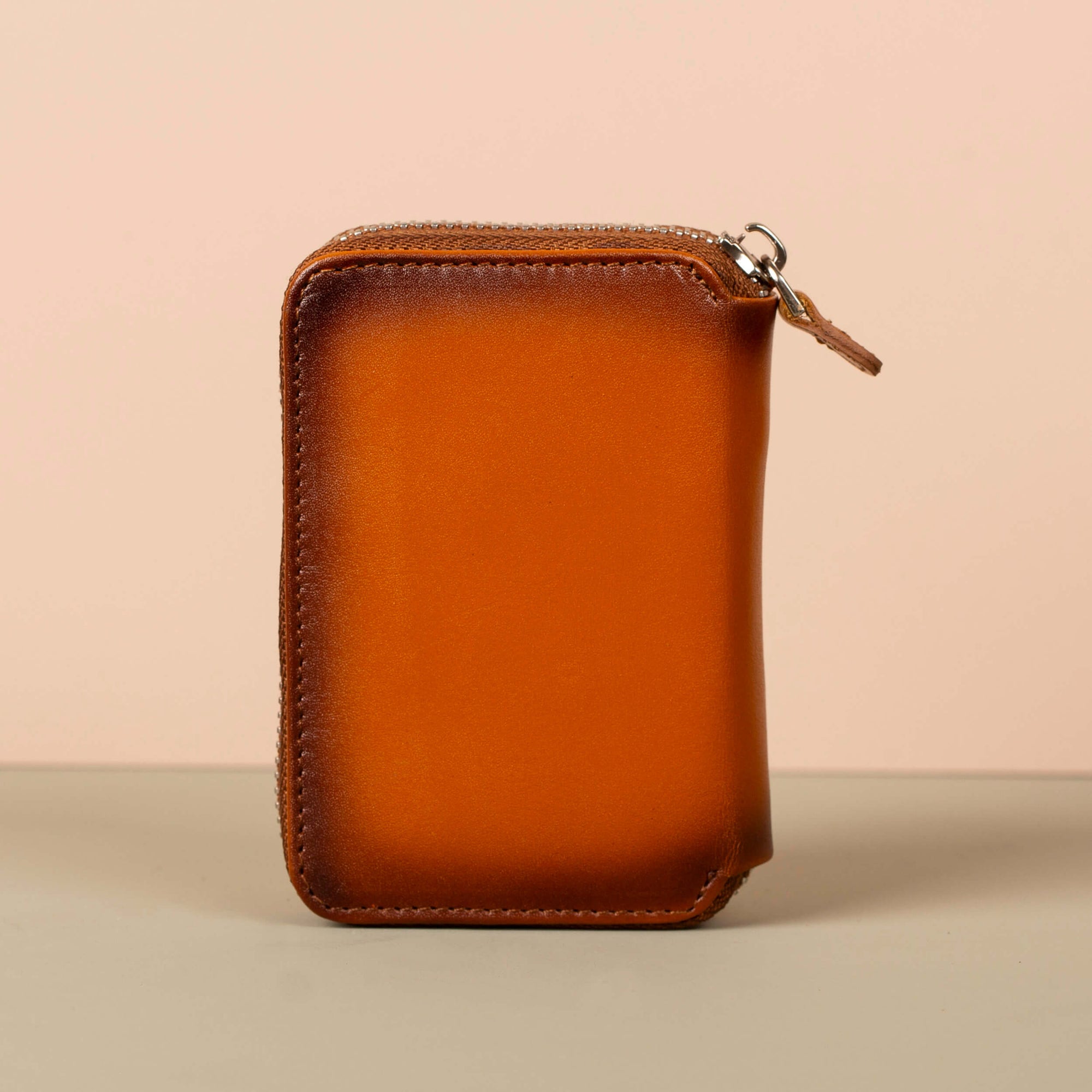 Premium Leather Zipper Wallet Caramel Brown Anniston