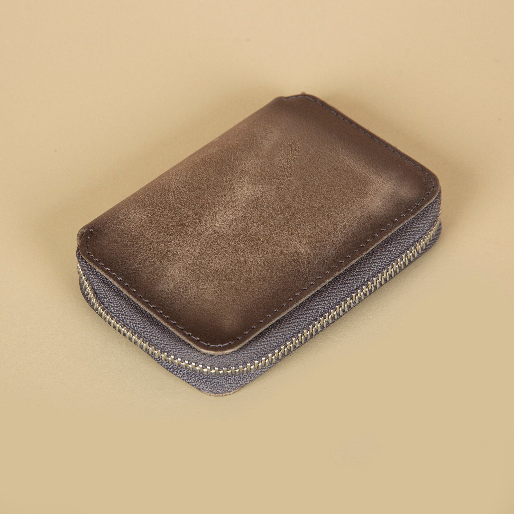 Premium Leather Zipper Wallet Dark Gray Anniston