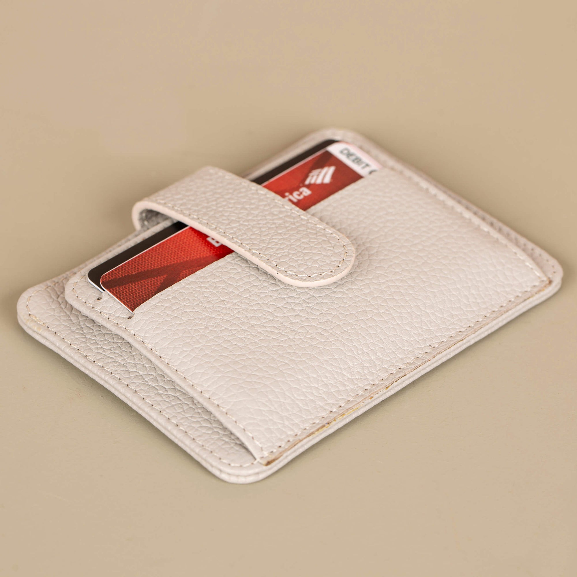 Leather Card Holder Wallet with ID Window Light Grey Miami