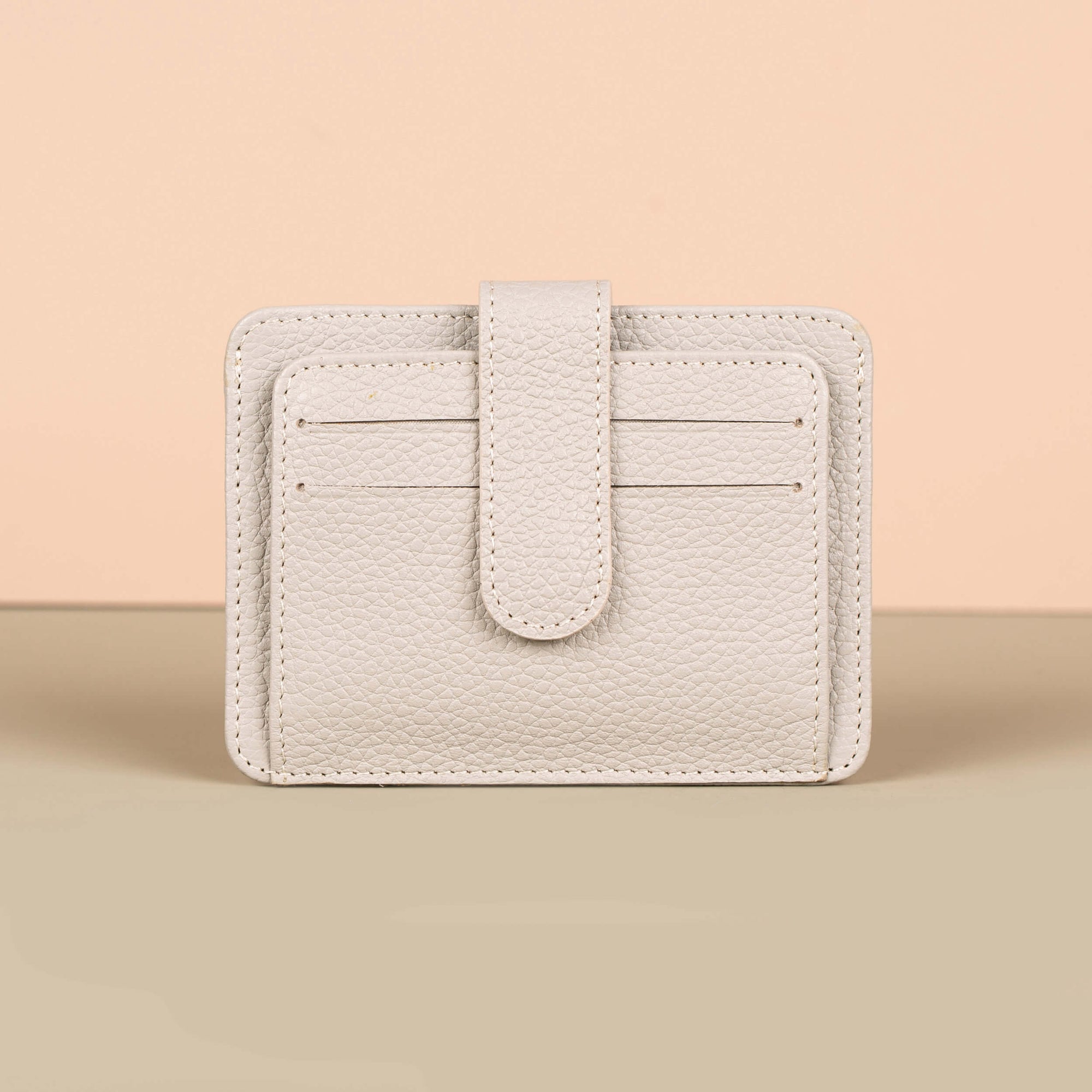 Leather Card Holder Wallet with ID Window Light Grey Miami