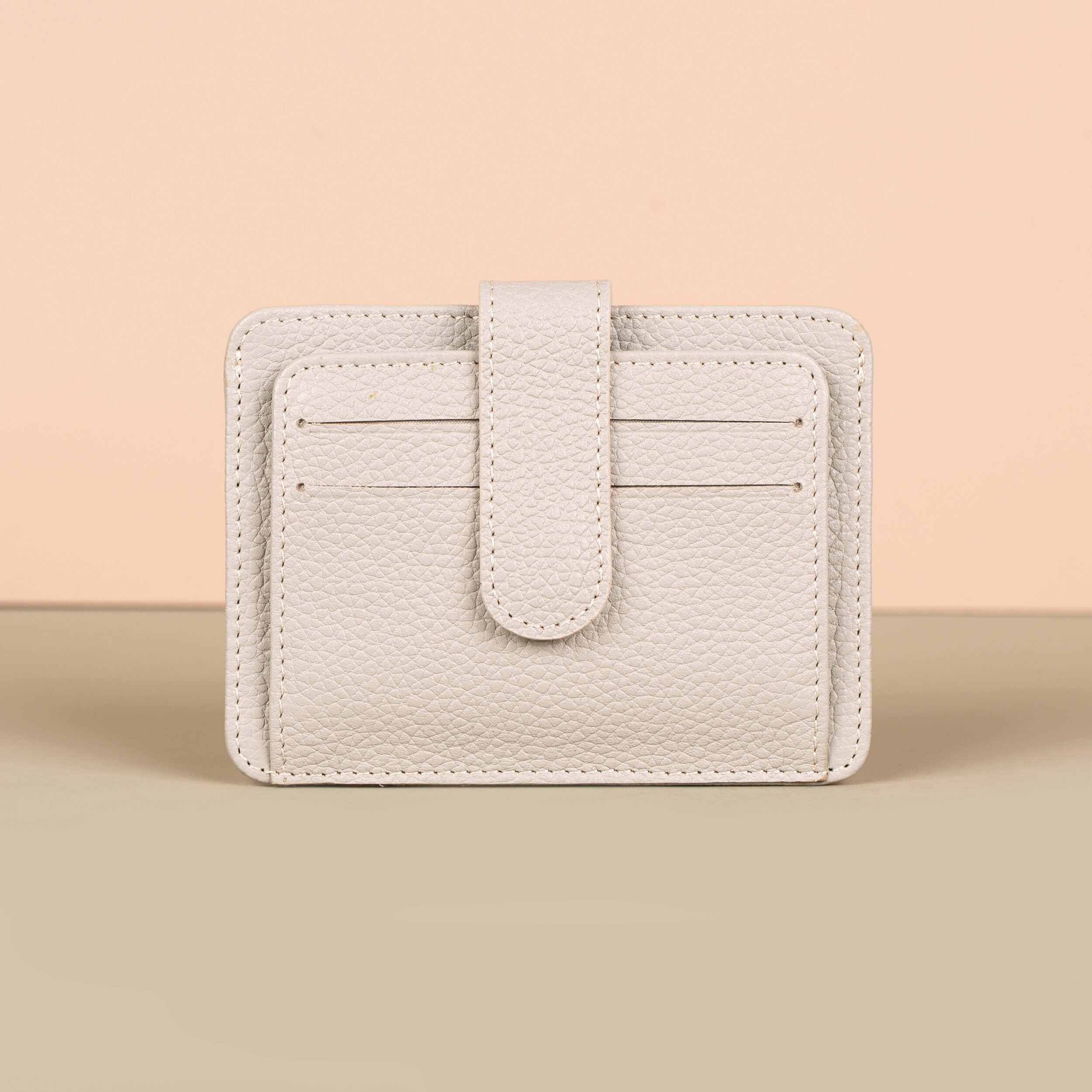 Leather Card Holder Wallet with ID Window Light Grey Miami
