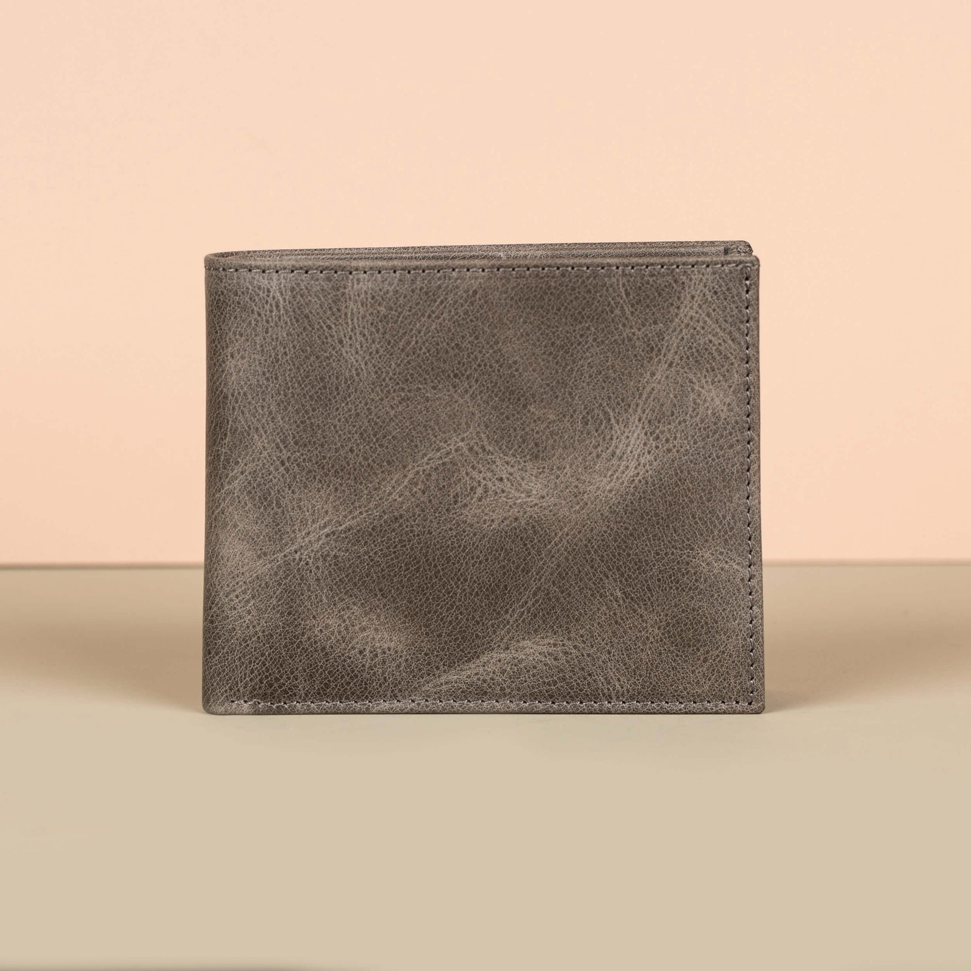 Classic Leather Bifold Wallet Grey Los Angeles