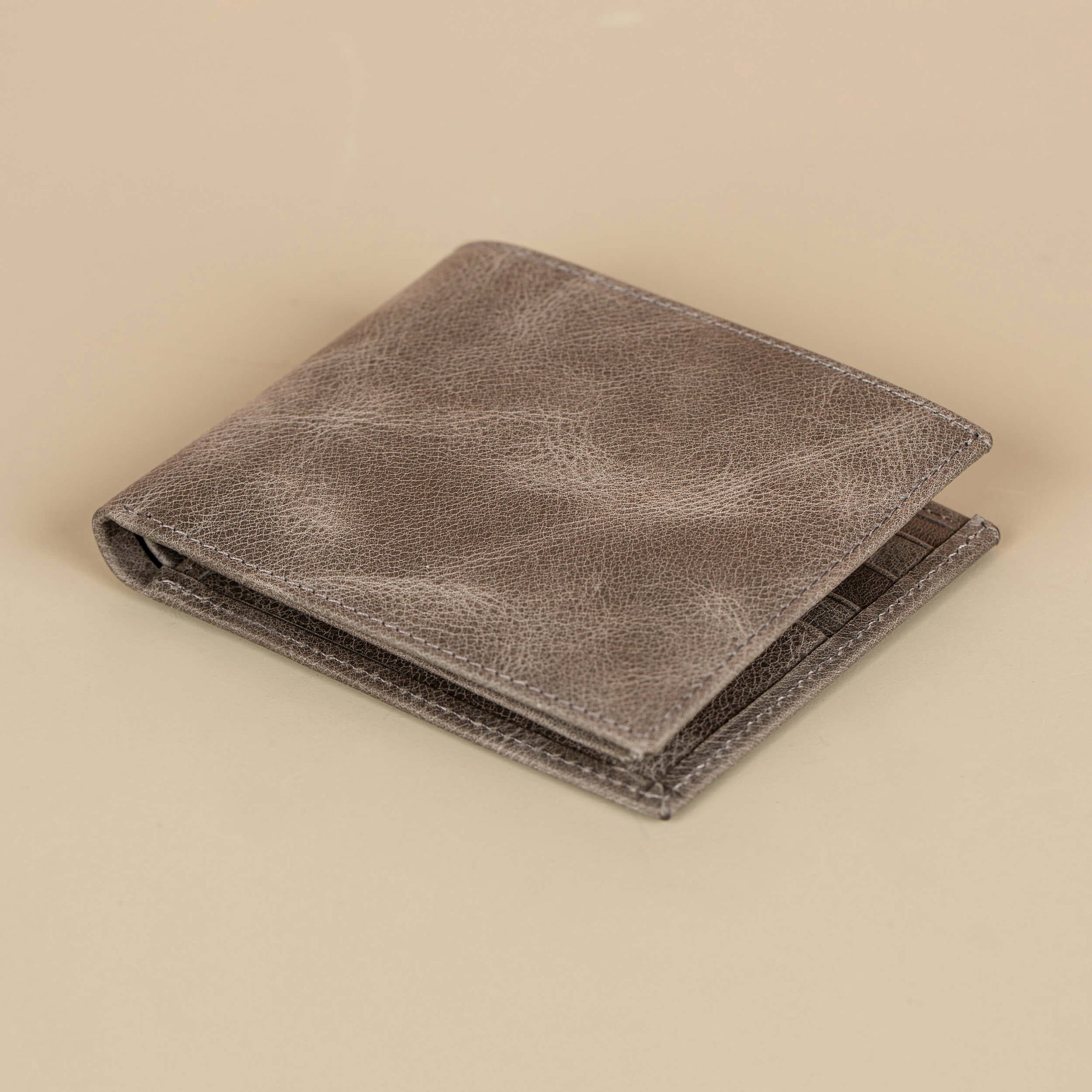 Classic Leather Bifold Wallet Grey Los Angeles