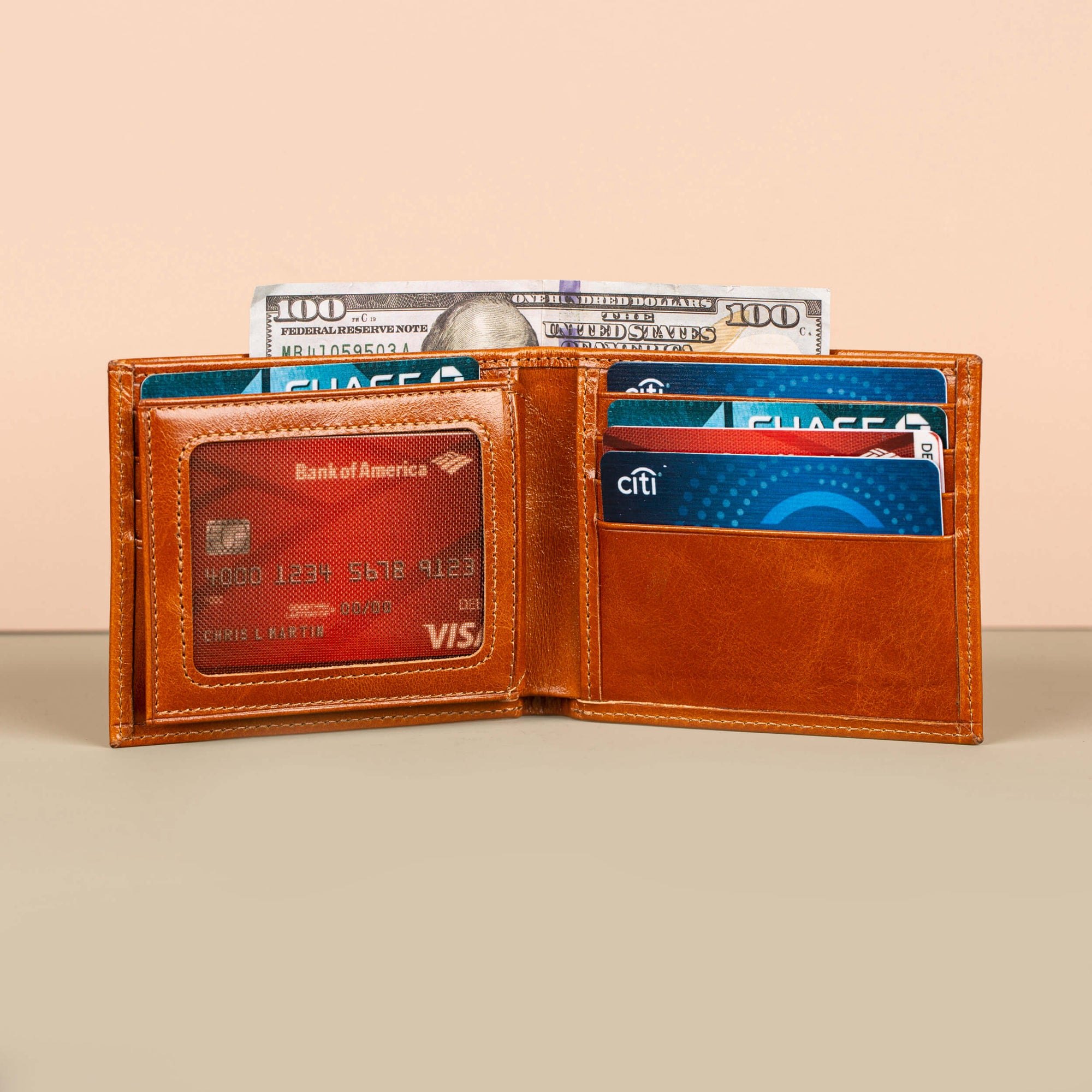 Classic Leather Bifold Wallet Dark Brown Los Angeles