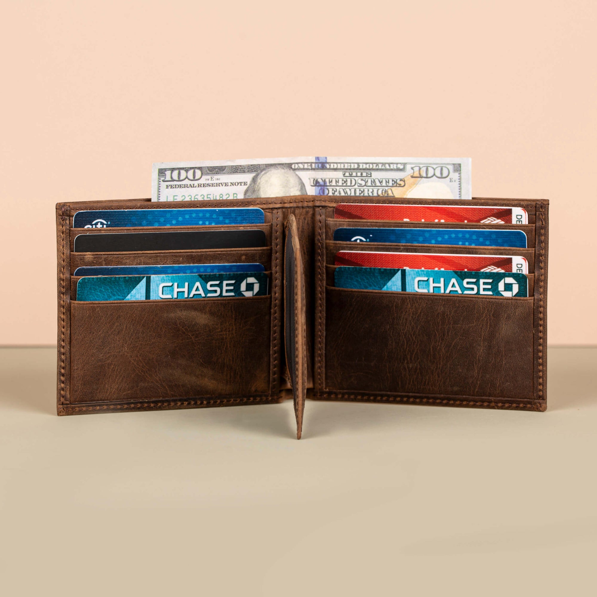 Classic Leather Bifold Wallet Brown Los Angeles
