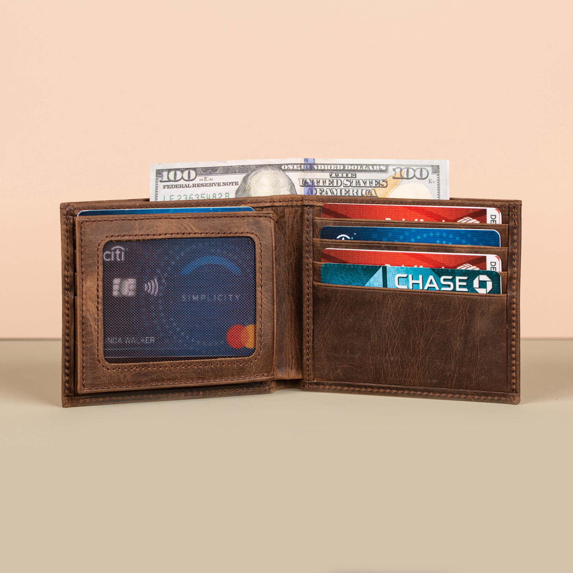 Classic Leather Bifold Wallet Brown Los Angeles