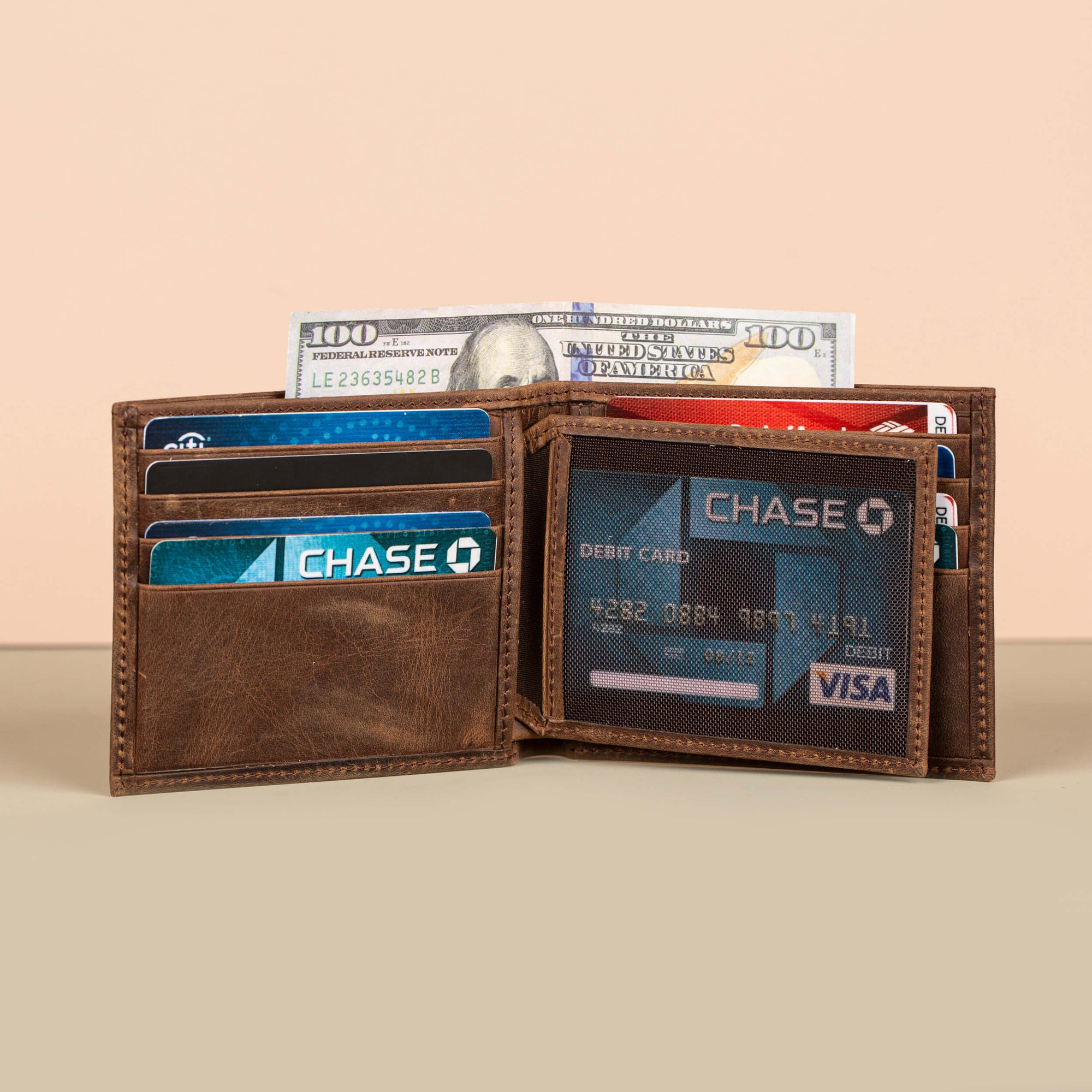 Classic Leather Bifold Wallet Brown Los Angeles