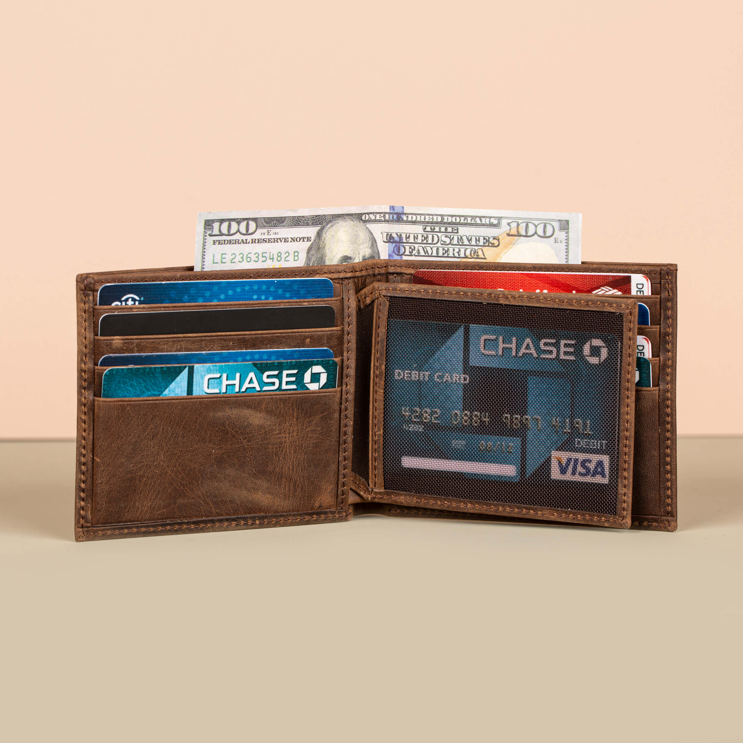 Classic Leather Bifold Wallet Brown Los Angeles